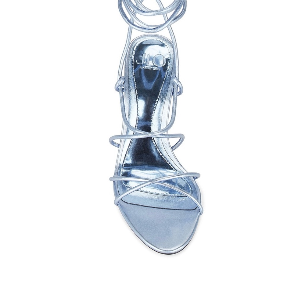Elegant Blue Strappy Wedge Sandals - Picture 4 of 8
